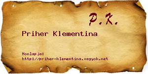 Priher Klementina névjegykártya